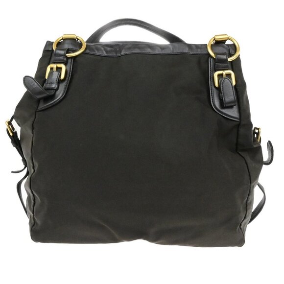 PRADA Logo Tessuto Shoulder Hand Bag Nylon Leather Brown Khaki GHW 81EE120 - Picture 4 of 16